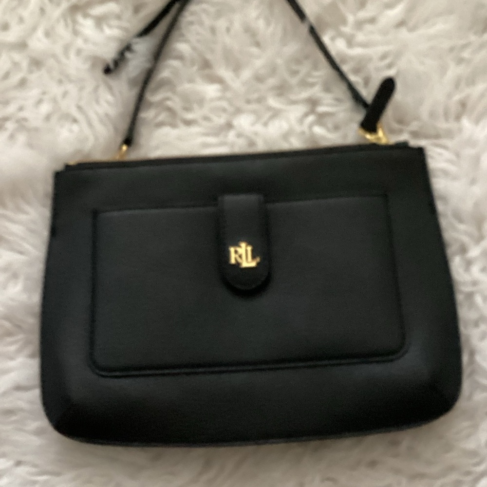 Ralph Lauren Black Clutch with Gold Accents brand new never used